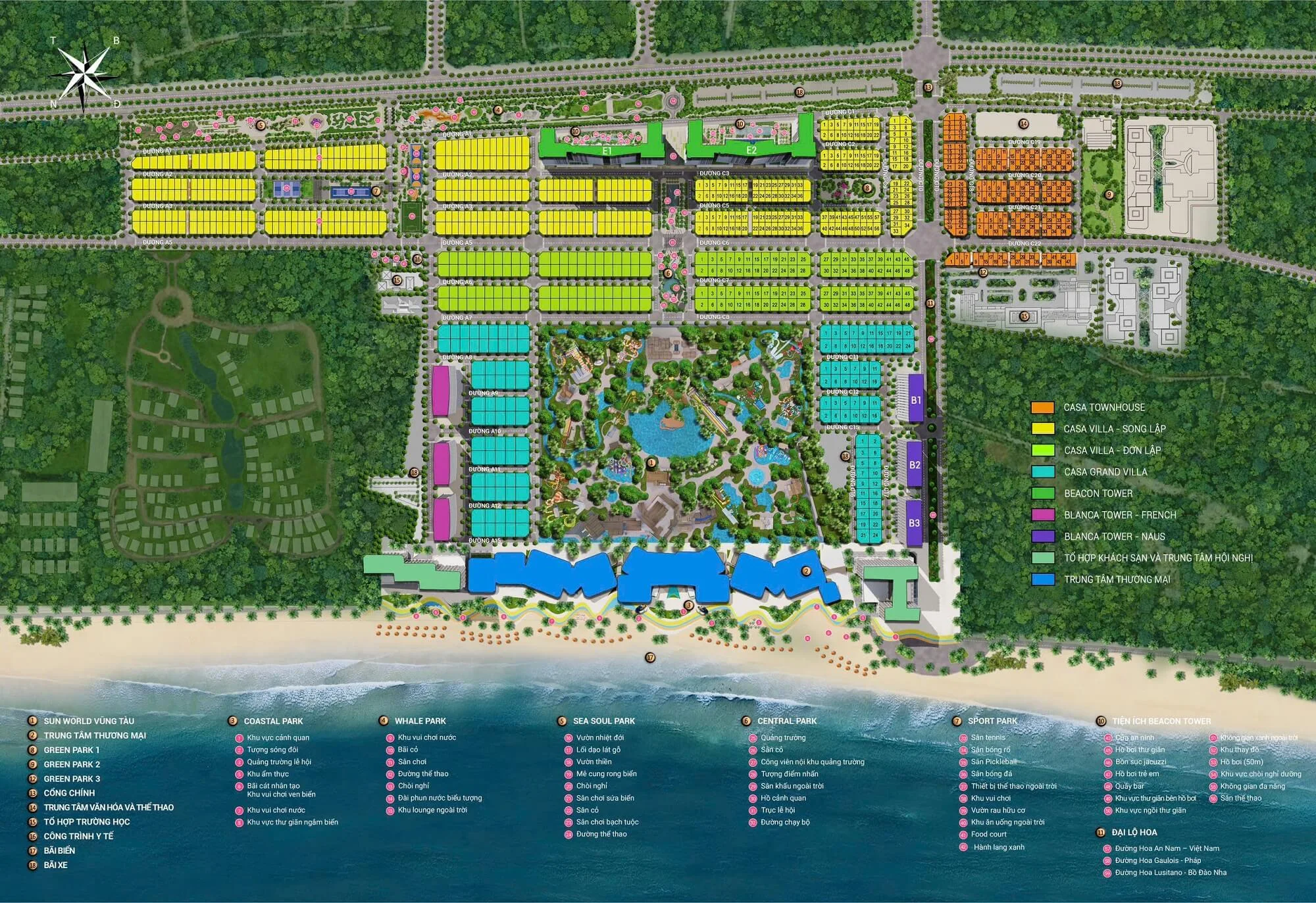 Sơ đồ mặt bằng tổng thể 96,6 ha đại đô thị Blanca City Vũng Tàu