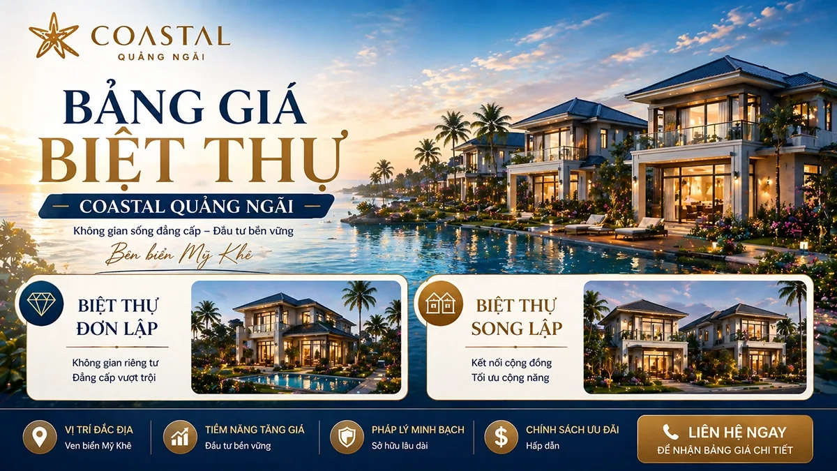 Semi-detached and detached beachfront villas at Coastal Quang Ngai