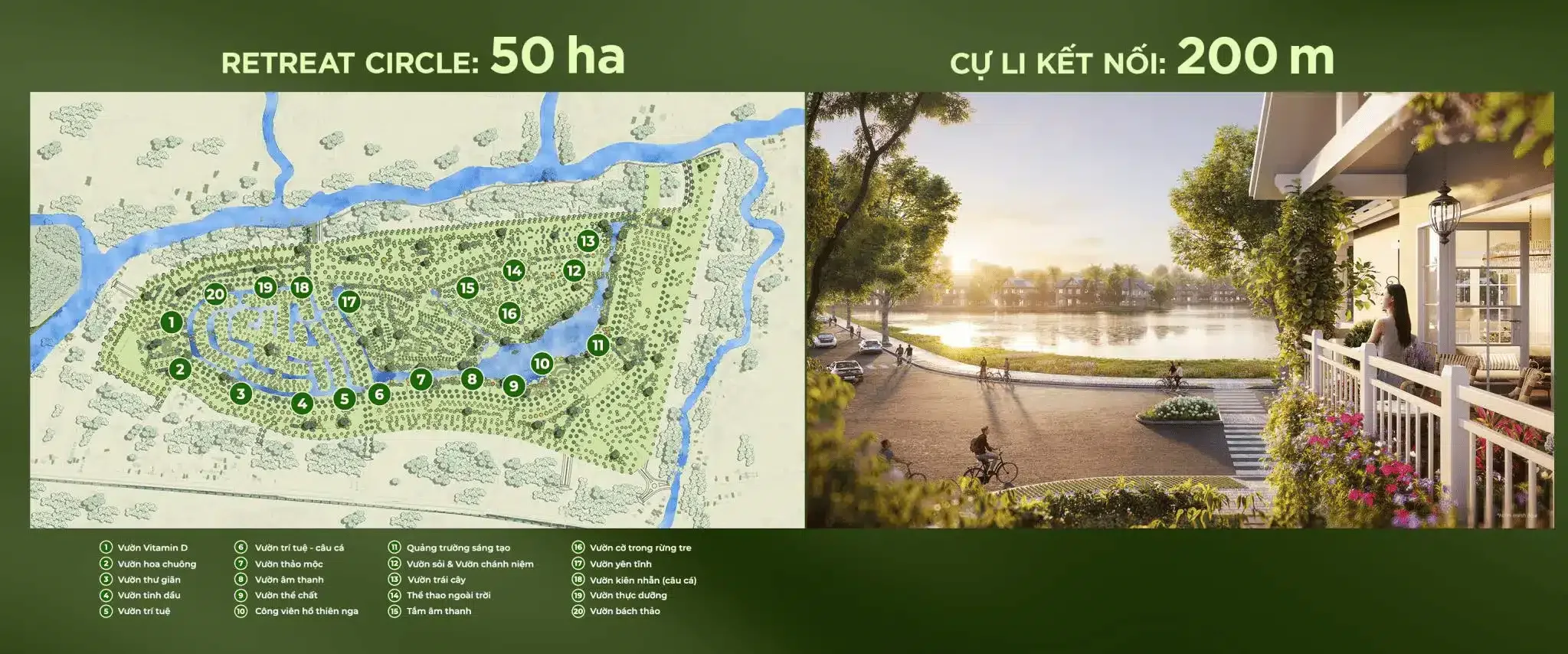 Trái tim đại công viên Retreat Circle quy mô 50ha với 20 khu vườn chủ đề - Cố vấn Bùi Nguyệt Minh