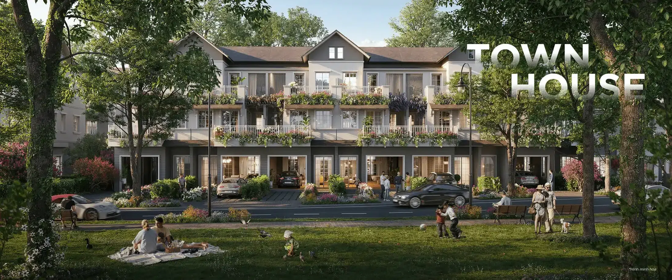 Phối cảnh kiến trúc Nhà Phố Vườn Townhouse 4 tầng tại Eco Retreat - Cố vấn Bùi Nguyệt Minh