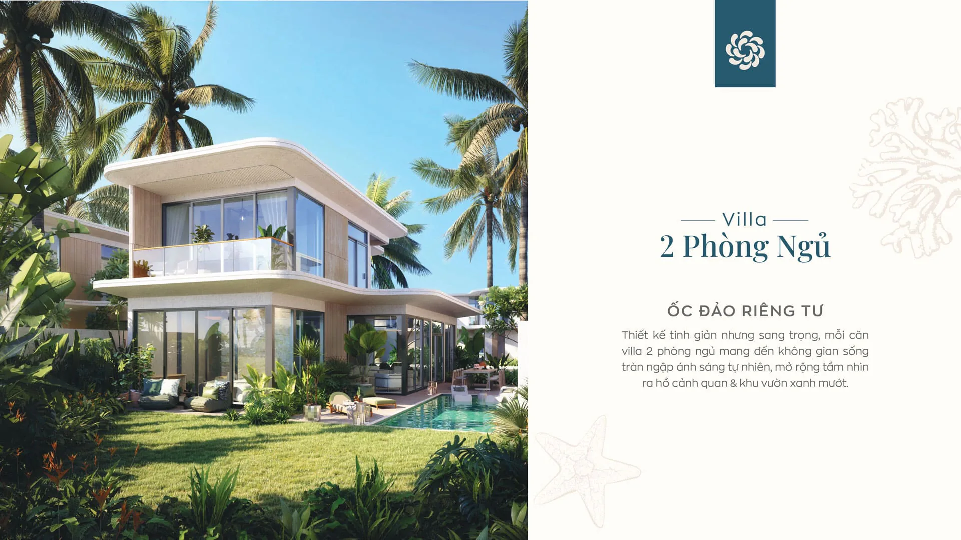 Phối cảnh biệt thự hai tầng với góc bo cong và sân vườn