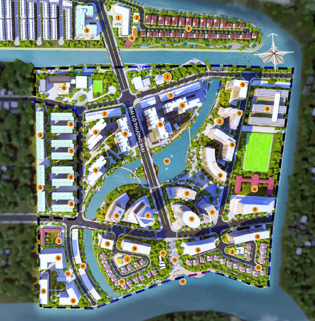 Sơ đồ quy hoạch tổng thể và hệ thống tiện ích 26 ha của Mizuki Park