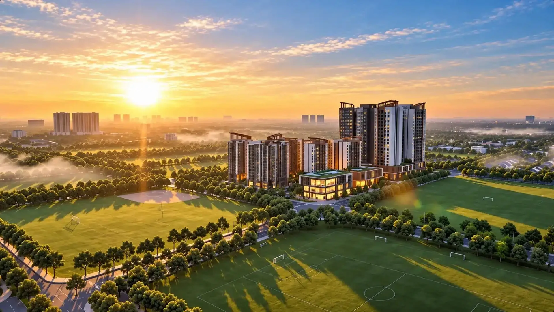Toàn cảnh bình minh trên cao dự án Norton Park