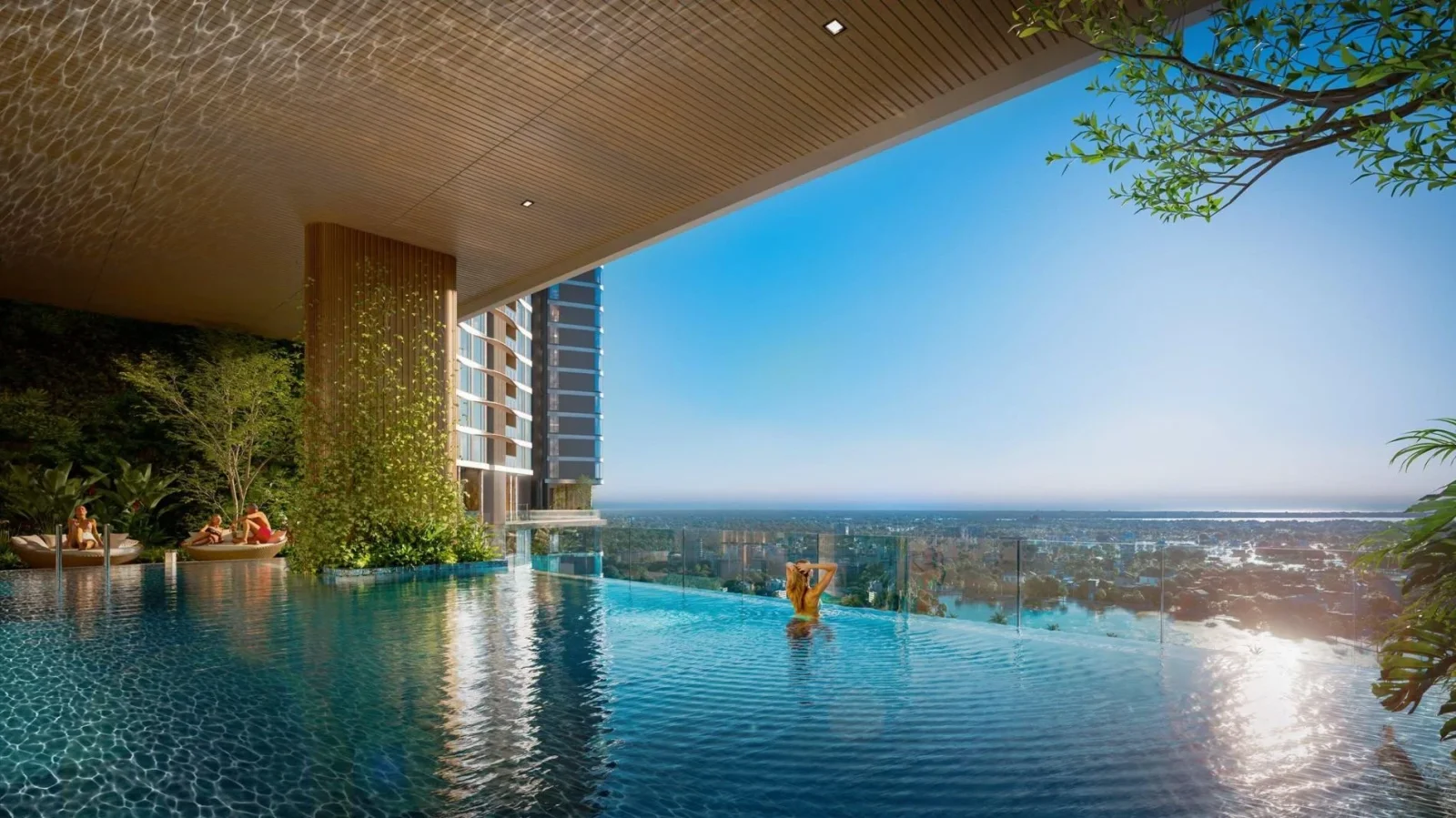 70-meter Sky Infinity Pool at Palm River overlooking Giong Ong To River