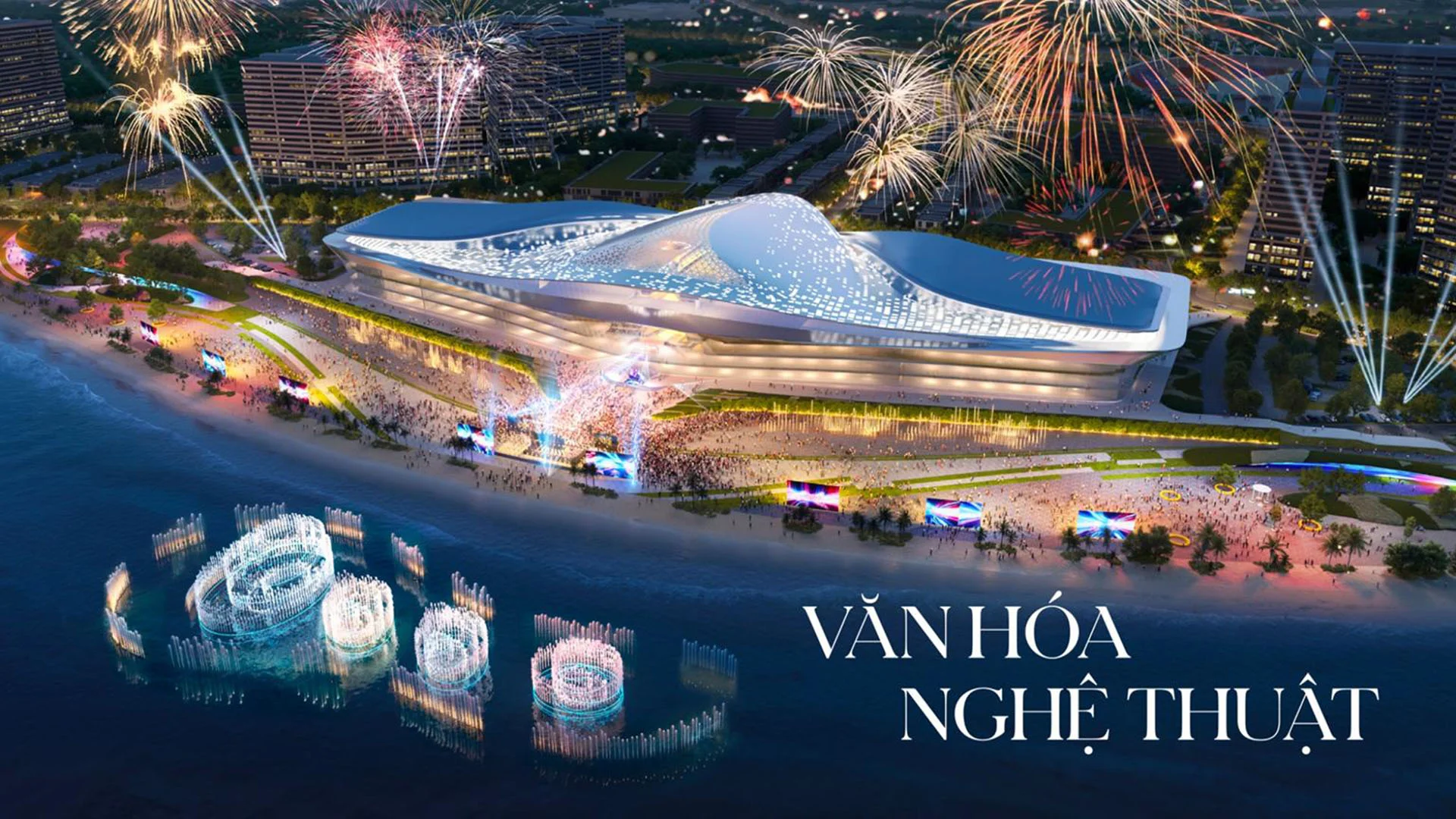 Toàn cảnh biển hồ nước mặn nhân tạo Paradise Lagoon tại siêu đô thị Vinhomes Cần Giờ